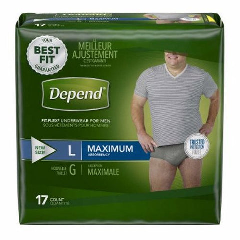 Male Adult Absorbent Underwear Depend  FIT-FLEX  Pull On with Tear Away Seams Large Disposable Heavy 28 Count by Kimberly Clark