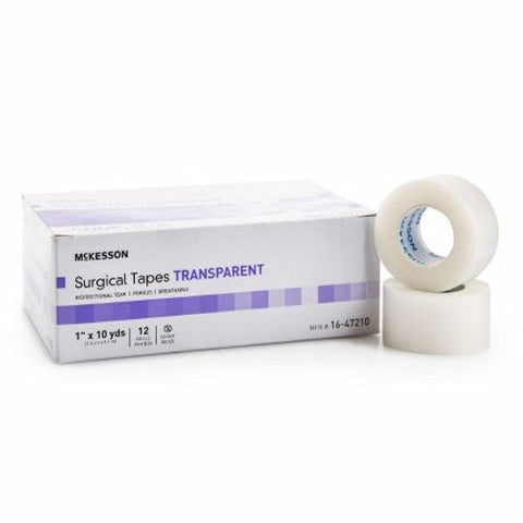 McKesson, Medical Tape McKesson Plastic 1 Inch X 10 Yard Transparent NonSterile, Box Of 12 McKesson
