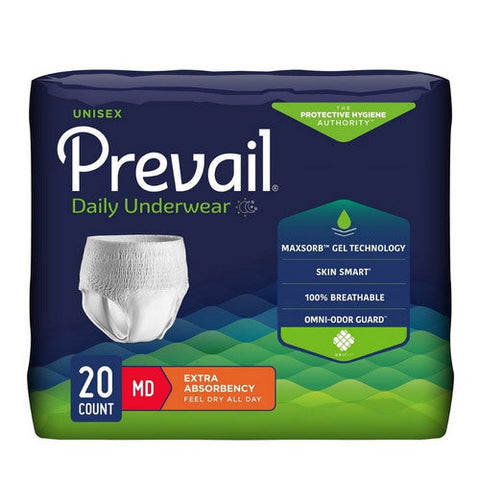 Prevail, Daily Unisex Adult Incontinence Underwear Extra Absorbency, Pack Of 20 Prevail