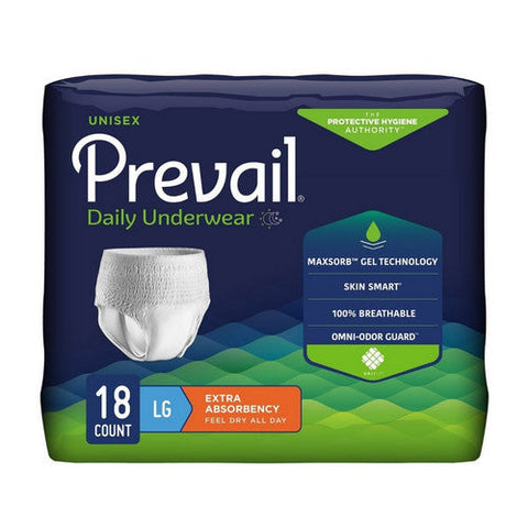 First Quality, Female Adult Absorbent Underwear Prevail  Daily Underwear Pull On with Tear Away Seams Large Disposa, Pack Of 18 First Quality