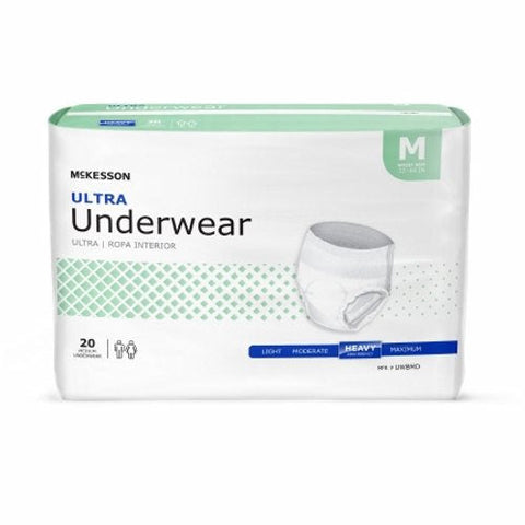 McKesson, Unisex Adult Absorbent Underwear Ultra Pull On with Tear Away Seams Medium Disposable Heavy Absorbency, Count of 1 McKesson