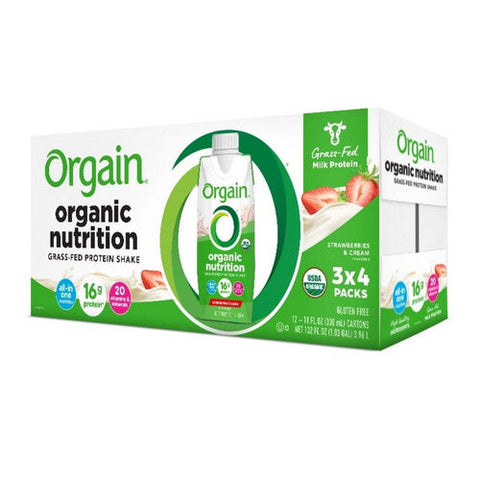 Orgain, Organic Nutritional Shake Strawberries And Cream Flavor Liquid Oral Supplement, Count of 12 Orgain