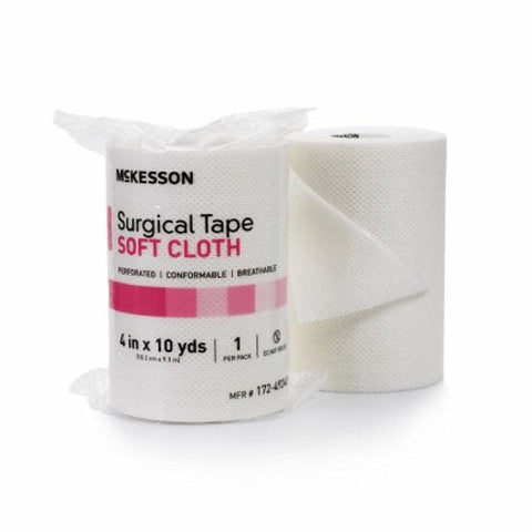 McKesson, Medical Tape McKesson Cloth 4 Inch X 10 Yard White NonSterile, Case Of 12 McKesson