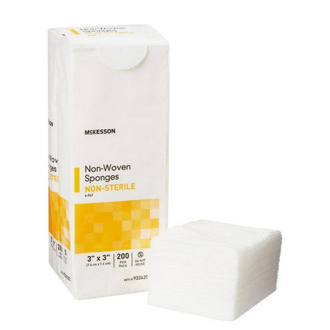 McKesson, Nonwoven Sponge 3 X 3 Inch 4-Ply NonSterile 93342000, Pack Of 200 McKesson