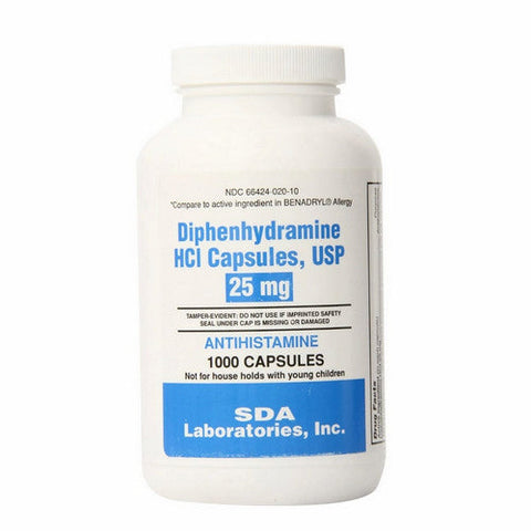 SDA Labs, Diphenhydramine HCL, 25mg, 1000 Caps SDA Labs