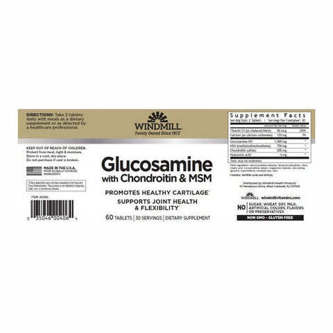 Windmill Health, Glucosamine with Chondrotin & MSM, 60 Tabs Windmill Health