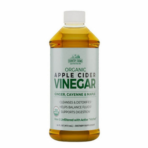 Country Farms, Organic Apple Cider Vinegar With Ginger Cayenne And Maple, 16 Oz Country Farms