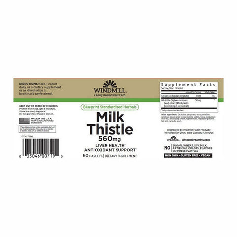 Windmill Health, Milk Thistle, 560 Mg, 60 Tabs Windmill Health