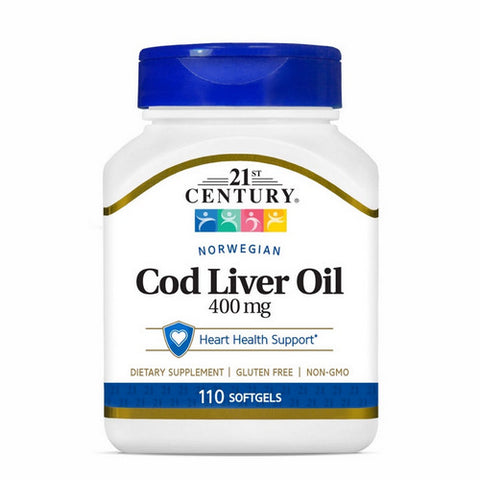21st Century, Norwegian Cod Liver Oil, 400 mg, 110 Softgels 21st Century