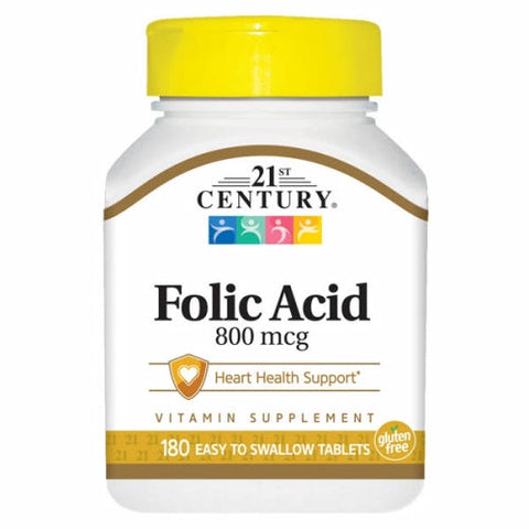 21st Century, Folic Acid, 800 mcg, 180 Tabs 21st Century