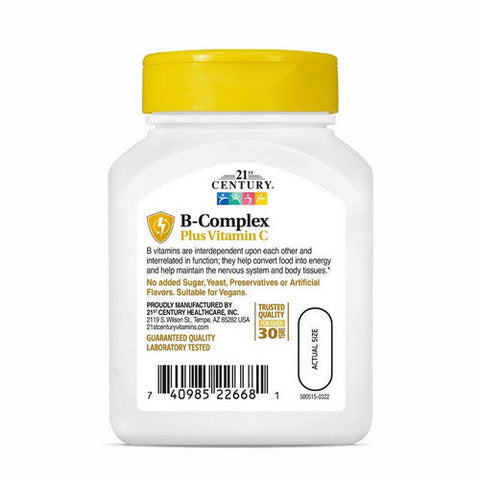 21st Century, Vitamin B-Complex Plus Vitamin C, 100 Tabs 21st Century