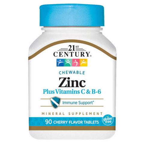 21st Century, Zinc Chewable with C & B6 Cherry Chew, 90 Tabs 21st Century