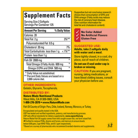Nature Made, Fish Oil, 1000 mg, 250 Liquid Softgels Nature Made
