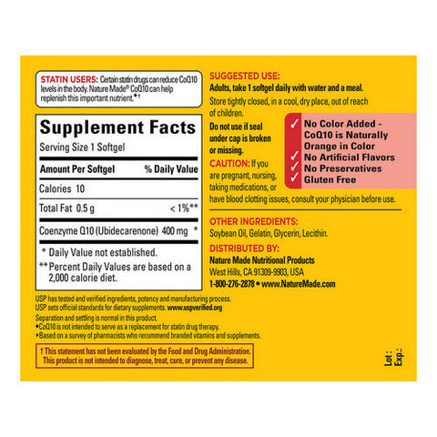 Nature Made, CoQ 10, 400 mg, 40 Liquid Softgels Nature Made