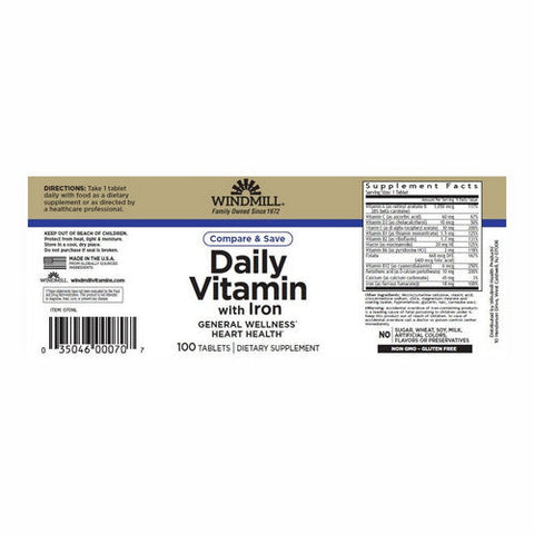 Windmill Health, Daily-Vitamin with Iron, 100 Tabs Windmill Health