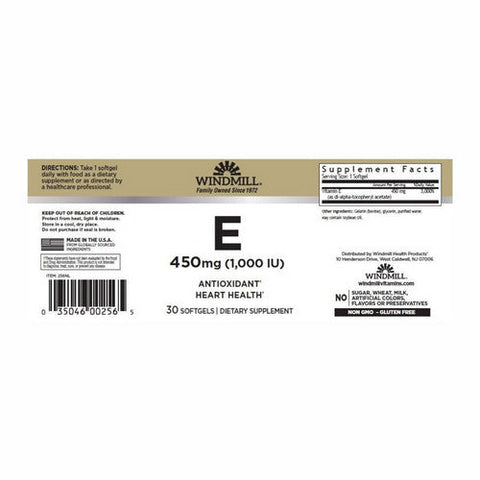 Windmill Health, Vitamin E, 30 Softgels Windmill Health