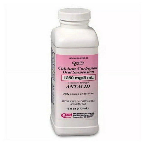 Quality Value, Calcium Carbonate Oral Suspension, 1250 Mg, 16 Oz Quality Value