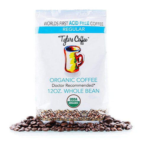Tylers Coffee, Organic Regular Whole Bean Coffee, Acid-Free 12 Oz Tylers Coffee