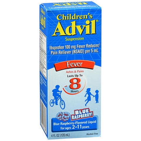 Advil, Children'S Ibuprofen Fever Reducer Pain Reliever Liquid Blue Raspberry, 100 Mg, 4 Oz Advil