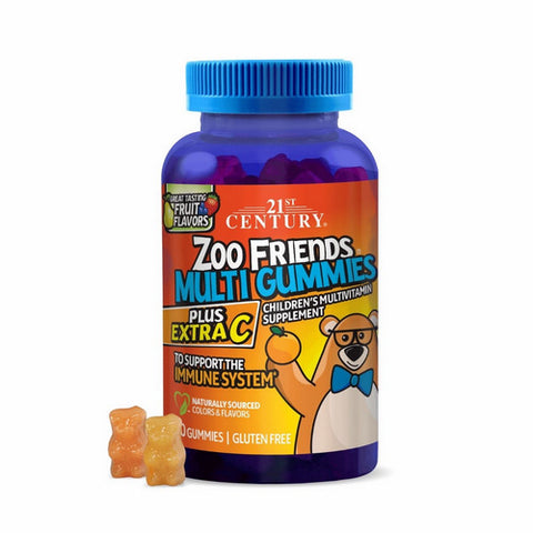 21st Century, Zoo Friends Multi Gummies Plus Extra C Great Tasting Fruit, 60 Gummies 21st Century