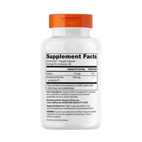 Doctors Best, Hydrolyzed Keratin, 500 Mg, 60 Veggie Caps Doctors Best