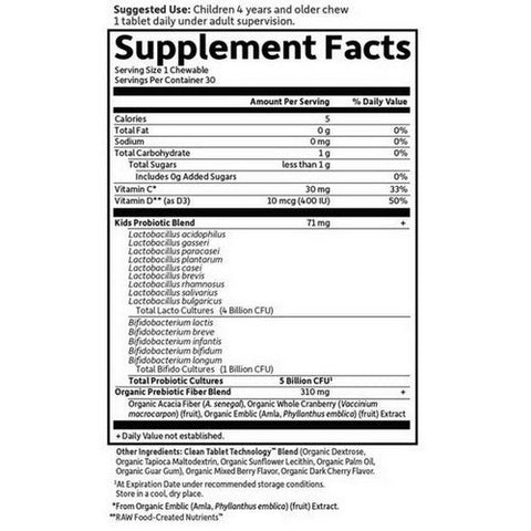 Garden of Life, Dr. Formulated Probiotics Organic Kids Plus Berry Cherry, 30 Chewable Tabs