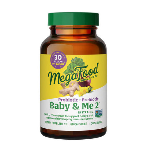 MegaFood, Baby & Me 2 Prenatal Probiotic Plus Prebiotic, 60 Caps MegaFood
