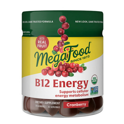 MegaFood, B12 Energy, Cranberry, 70 Gummies MegaFood