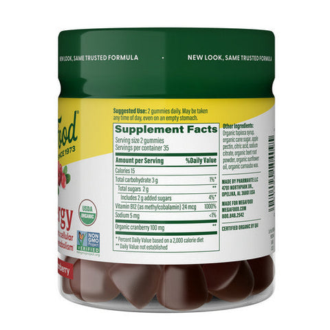 MegaFood, B12 Energy, Cranberry, 70 Gummies MegaFood