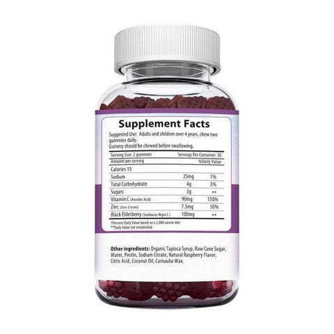 Herbion Naturals, Elderberry Gummies With Vitamin C And Zinc Raspberry, 60 Count Herbion Naturals