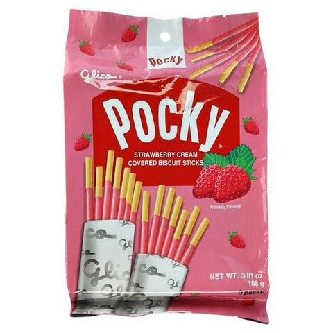Glico, Pocky Strawberry Biscuit Sticks, 3.81 Oz(Case Of 5) Glico