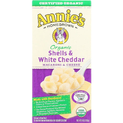Annie's Homegrown, Mac & Chs Shell & Wht Chd, Case of 12 X 6 Oz Annie's Homegrown