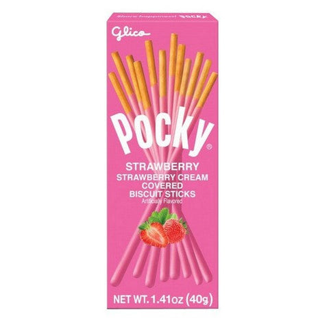 Glico, Pocky Strawberry Cookie Sticks, 1.41 Oz(Case Of 20) Glico