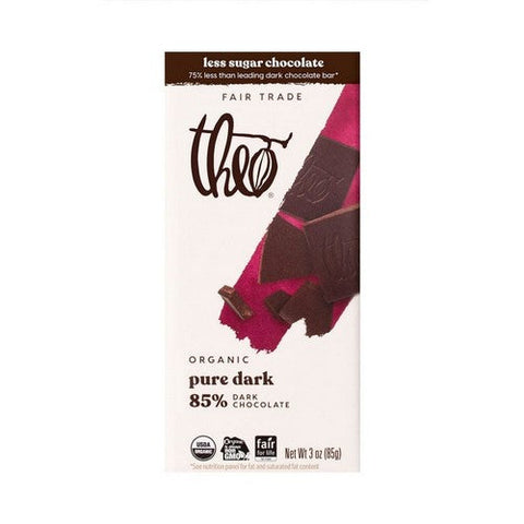 Theo Chocolate, Pure Dark Chocolate Bars, 3 Oz(Case Of 12) Theo Chocolate