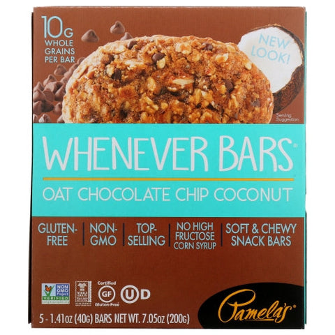 Pamela's Products, Whenever Bars Gluten Free Chocolate Chip Coconut, 7.05 Oz(Case Of 6) Pamela's Products