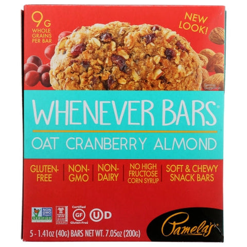 Pamela's Products, Whenever Bars Oat Cranberry Almond, 7.05 Oz(Case Of 6) Pamela's Products