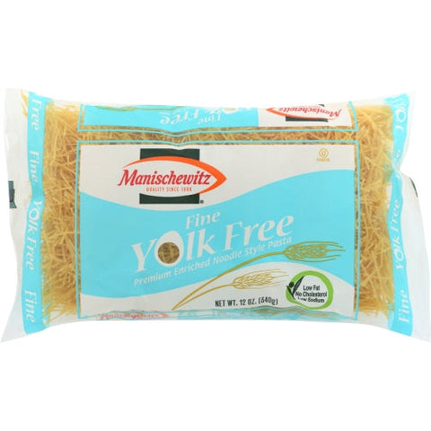 Manischewitz, Noodle Yolk Free Fine, Case of 12 X 12 Oz Manischewitz