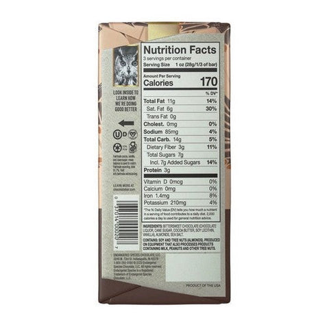 Endangered Species, Dark Chocolate With Sea Salt And Almonds, 3 Oz(Case Of 12) Endangered Species