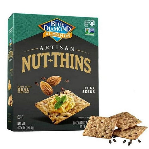 Blue Diamond, Almond Artisan Nut Thins Cracker Crisps Flax Seeds, Case of 12 X 4.25 Oz Blue Diamond