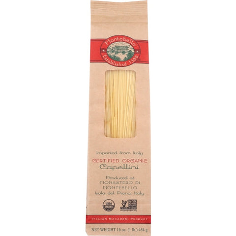 Montebello, Organic Pasta Capellini, 16 Oz(Case Of 12) Montebello