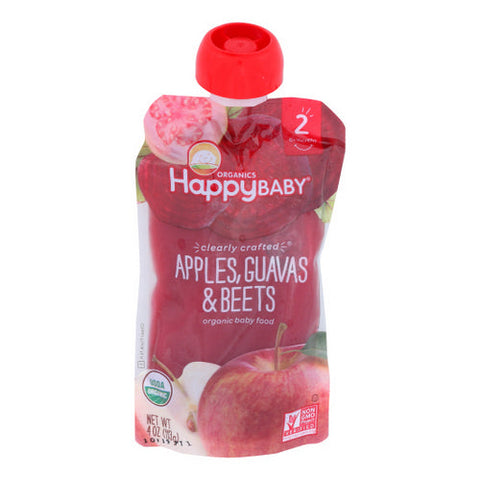 Happy Baby Food, Clearly Crafted Apples Guavas And Beets Stage-2, 4 Oz(Case Of 16) Happy Baby Food