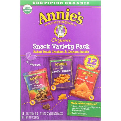 Annie's Homegrown, Organic Snack Variety Pack, 11 Oz(Case Of 6) Annie's Homegrown