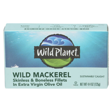 Wild Planet, Wild Mackerel Fillets In Extra Virgin Olive Oil, 4.4 Oz(Case Of 12) Wild Planet