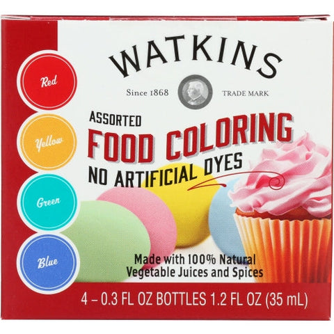 Watkins, Food Coloring Assrtd 4Pk, 1.2 Oz(Case Of 6) Watkins
