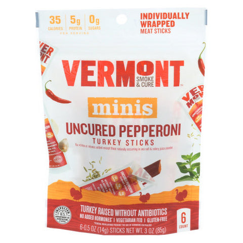 Vermont Smoke, Mini Stick  Uncured Pepper, 3 Oz(Case Of 8) Vermont Smoke