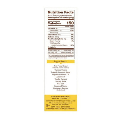Simple Mills, Toasted Pecan Crunchy Cookies, 5.5 Oz(Case Of 6) Simple Mills
