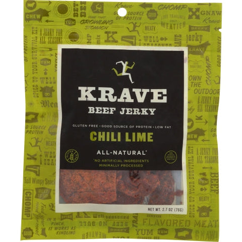 Krave Pure Foods, Jerky Beef Chili Lime, 2.7 Oz(Case Of 8) Krave Pure Foods
