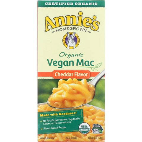 Annie's Homegrown, Organic Vegan Macaroni Cheddar Flavor, 6 Oz(Case Of 12) Annie's Homegrown