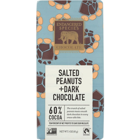 Endangered Species, Chocolate Drk W Pnuts, 3 Oz(Case Of 12) Endangered Species