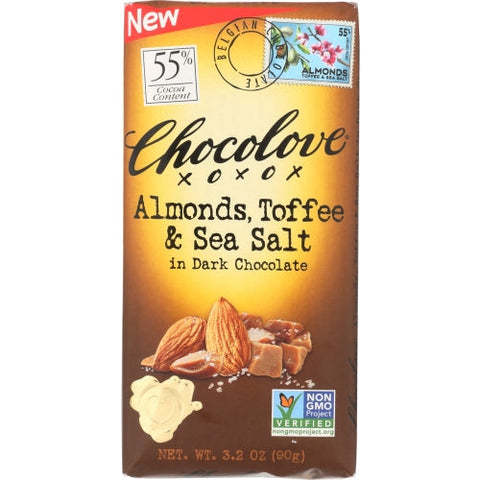 Chocolove, Almonds Toffee Dark Chocolate, 3.2 Oz(Case Of 12) Chocolove